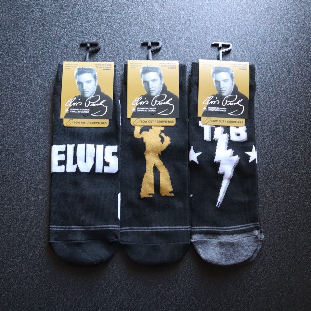 Men's 3 Pair Low Cut Elvis Presley Socks | OS